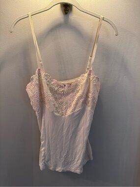 Guess Cream Lace Trim Camisole with Pink Accents
